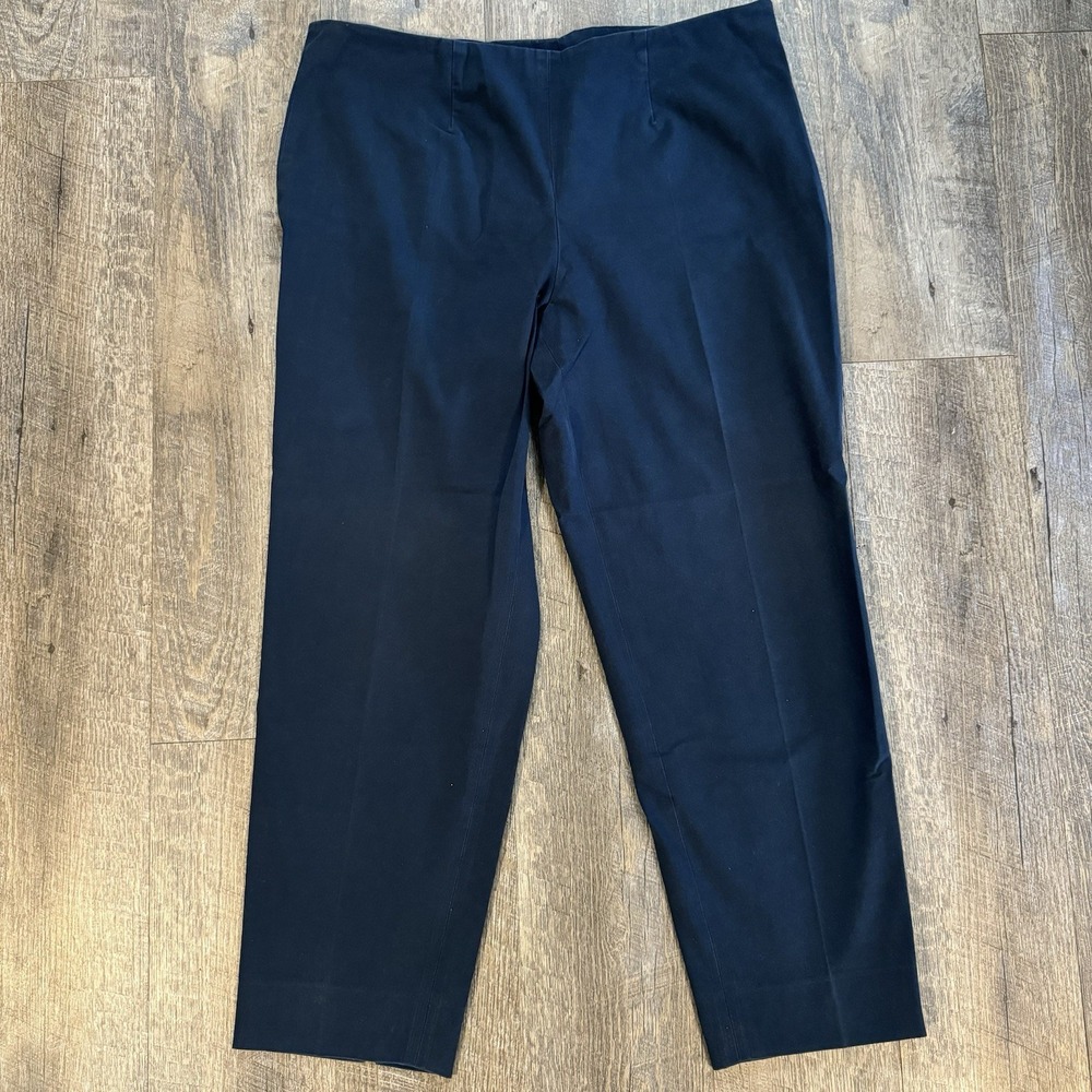 PIAZZA SEMPIONE Audrey Dark Blue Trouser Women Sz 48 Cropped Capri Slit Italy